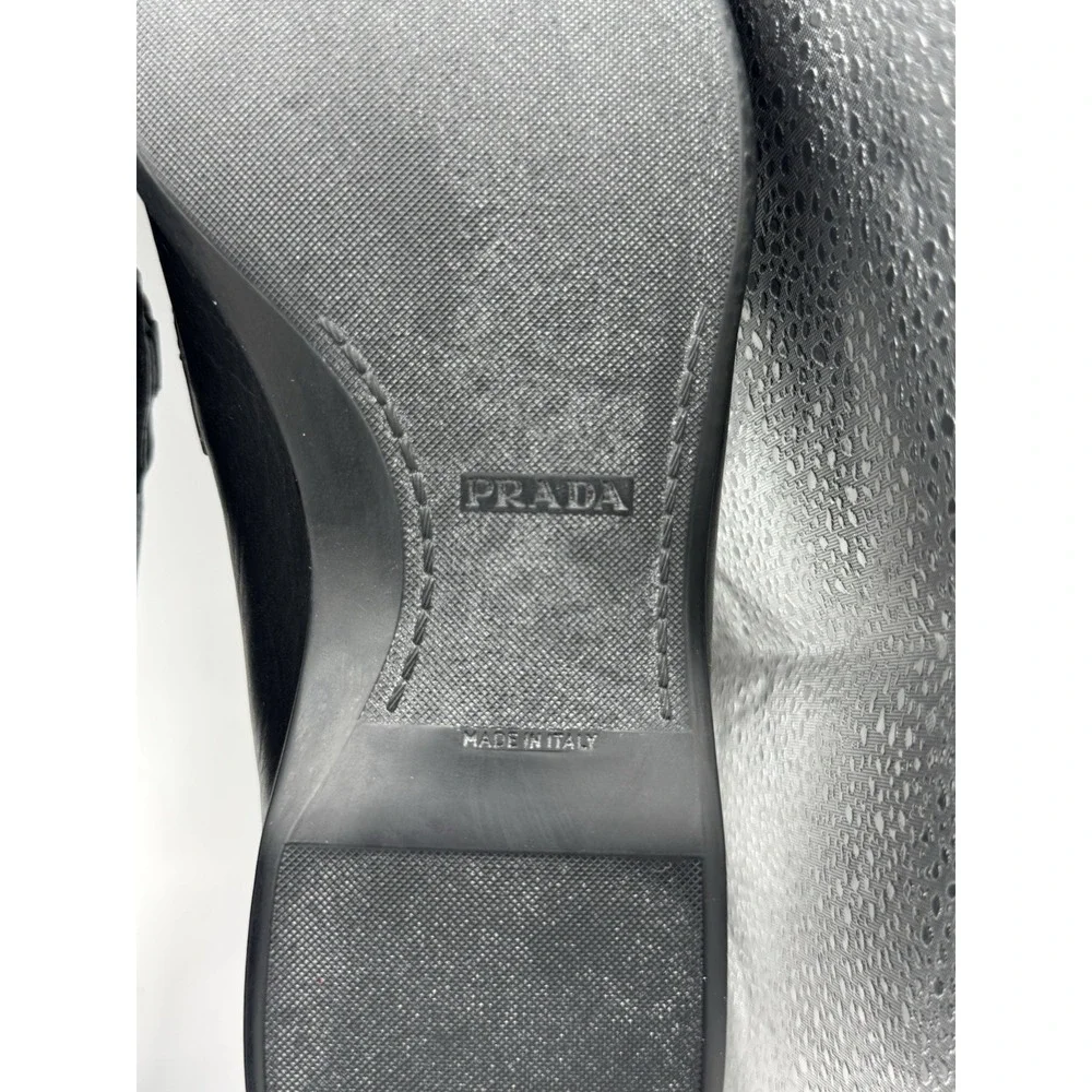 Prada Black Leather Buckle‎ Loafers Men's US 7 Made in Italy New In Box - Picture 12 of 13